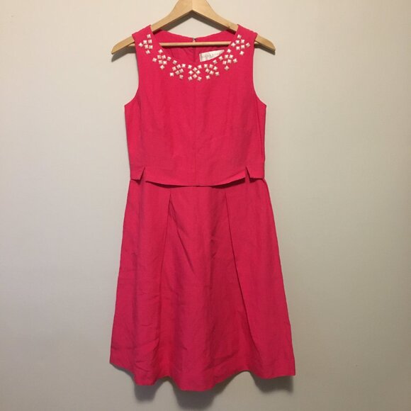 Barbiecore Pink Linen Blend Seashell Dress - Picture 1 of 16